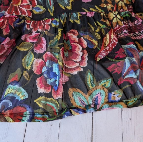 Johnny Was • Jade Long Sleeve Mesh Floral Tiered Dress - Picture 7 of 10